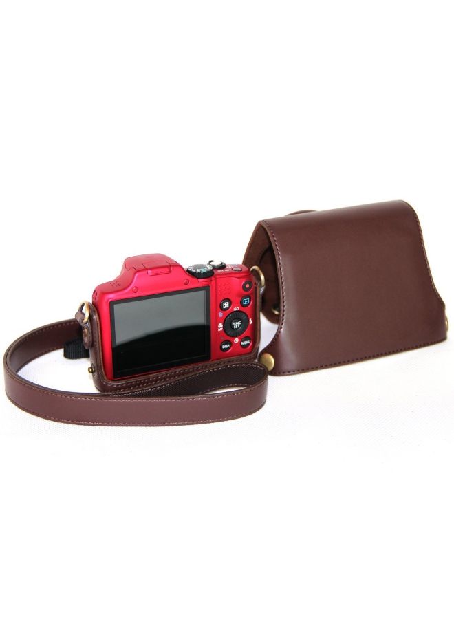 Protective Camera Case With Strap For Canon PowerShot SX170 IS Brown