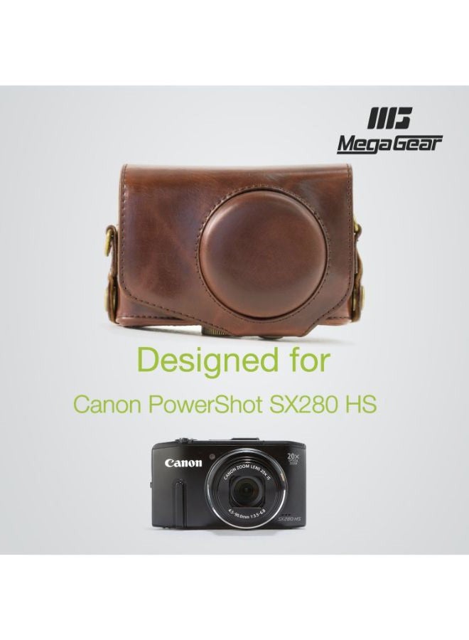 Protective Camera Case With Strap For Canon PowerShot SX280 HS Brown