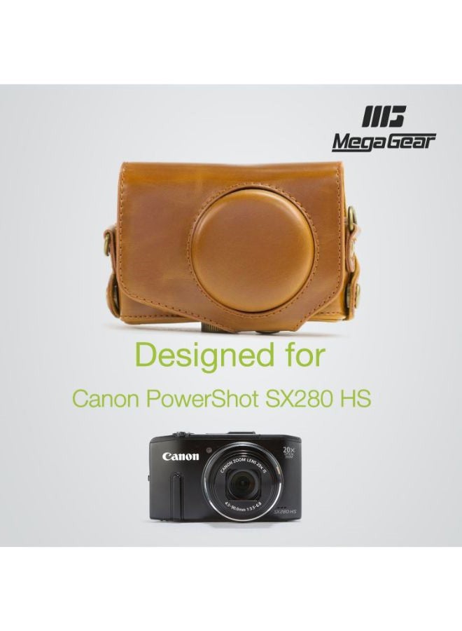 Protective Camera Case With Strap For Canon PowerShot SX280 HS Brown