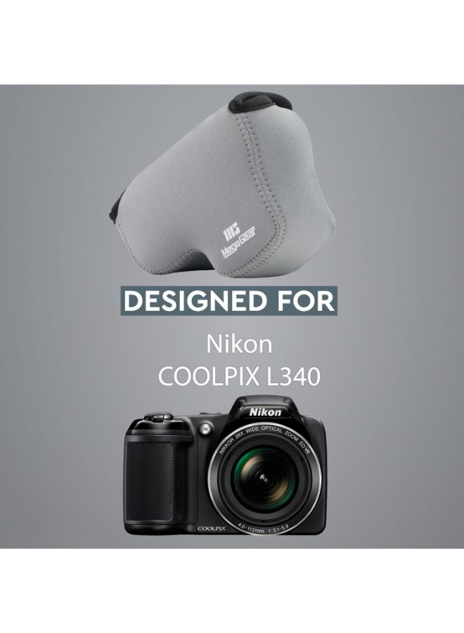 MegaGear - Protective Camera Case With Carabiner For Nikon Coolpix L340 Grey - Image 1