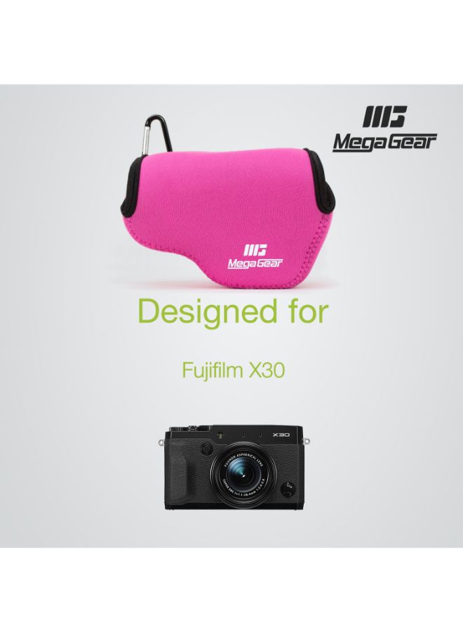 Protective Camera Case With Carabiner For Fujifilm X30 Pink