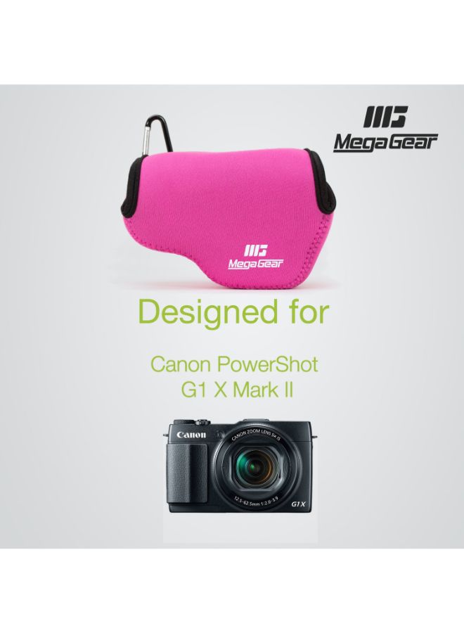 Protective Camera Case With Carabiner For Canon PowerShot G1 X Mark II Pink