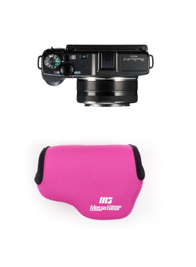 Protective Camera Case With Carabiner For Canon PowerShot G1 X Mark II Pink