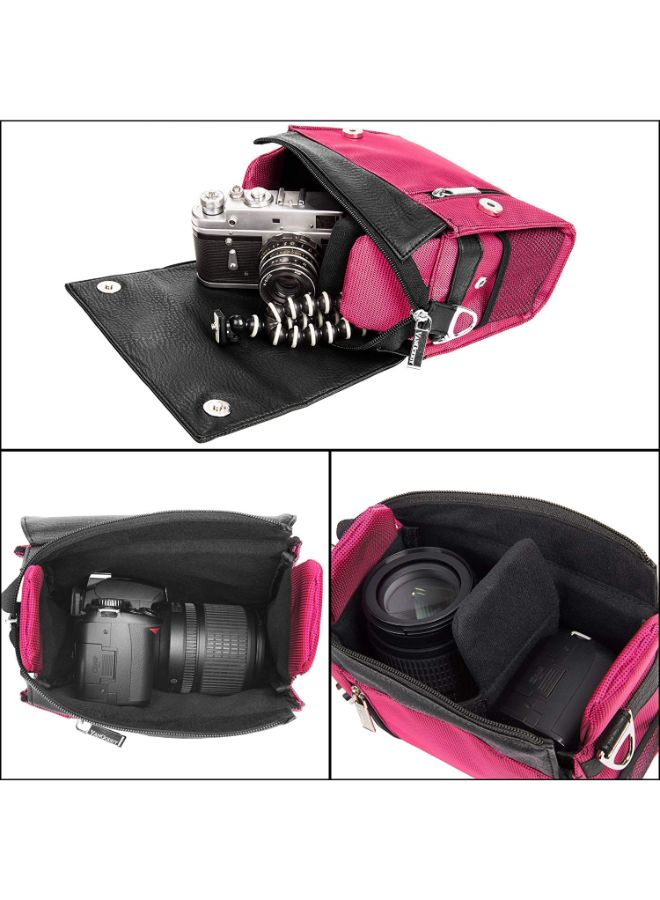 Protective Camera Case With Adjustable Shoulder Strap For Nikon Black/Pink