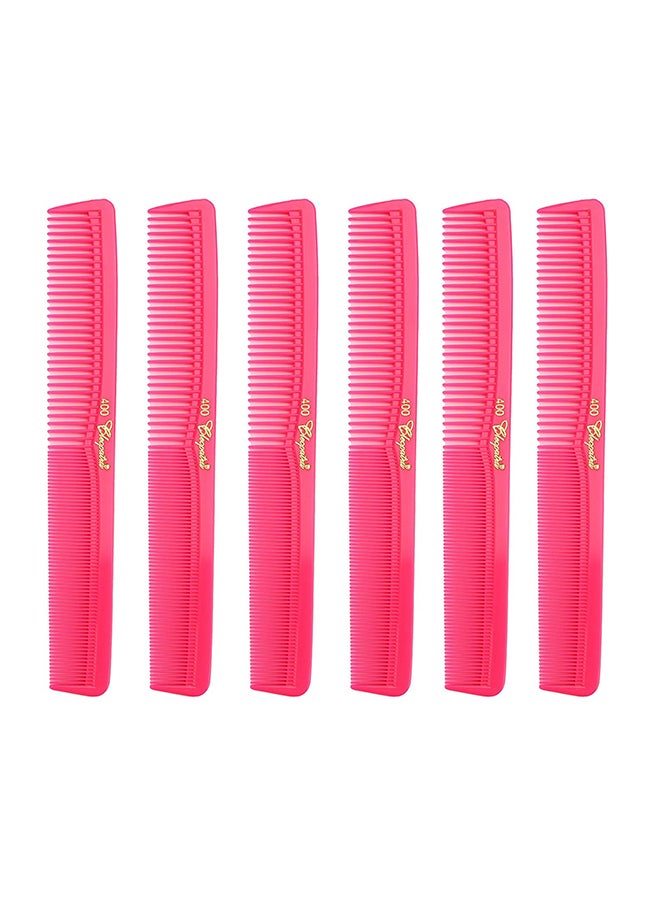 Krest Pack Of 6 Cleopatra All Purpose Barber Cutting Comb Pink 7inch
