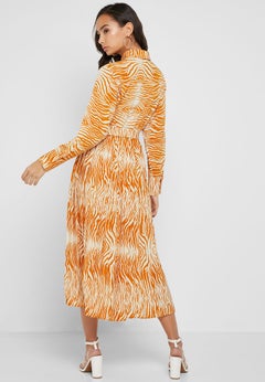 TOPSHOP Zebra Print Pleated Shirt Dress Animal Print  - Image 2