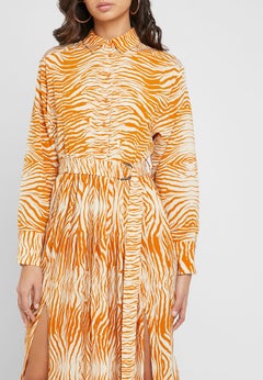 TOPSHOP Zebra Print Pleated Shirt Dress Animal Print  - Image 3