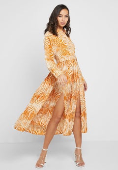 TOPSHOP Zebra Print Pleated Shirt Dress Animal Print  - Image 4