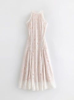 Knitted Halter Neck Maxi Dress White