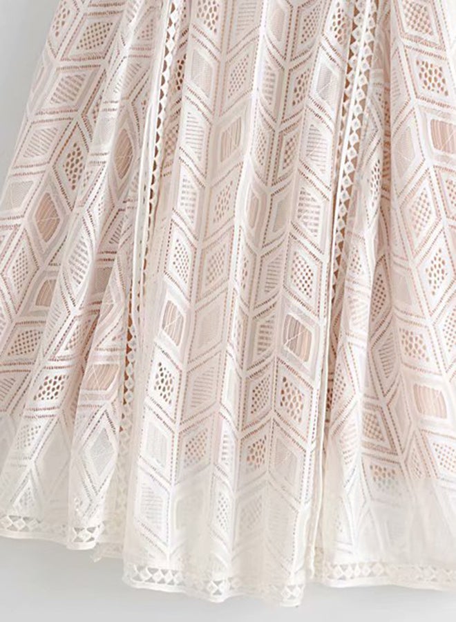 TOEON - Knitted Halter Neck Maxi Dress White - Image 1