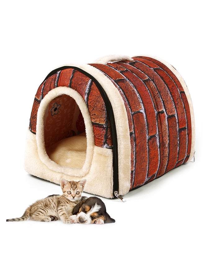 Sleeping Bed With Warm Cotton Cushion For Pet Red 45x12x30centimeter - Image 2