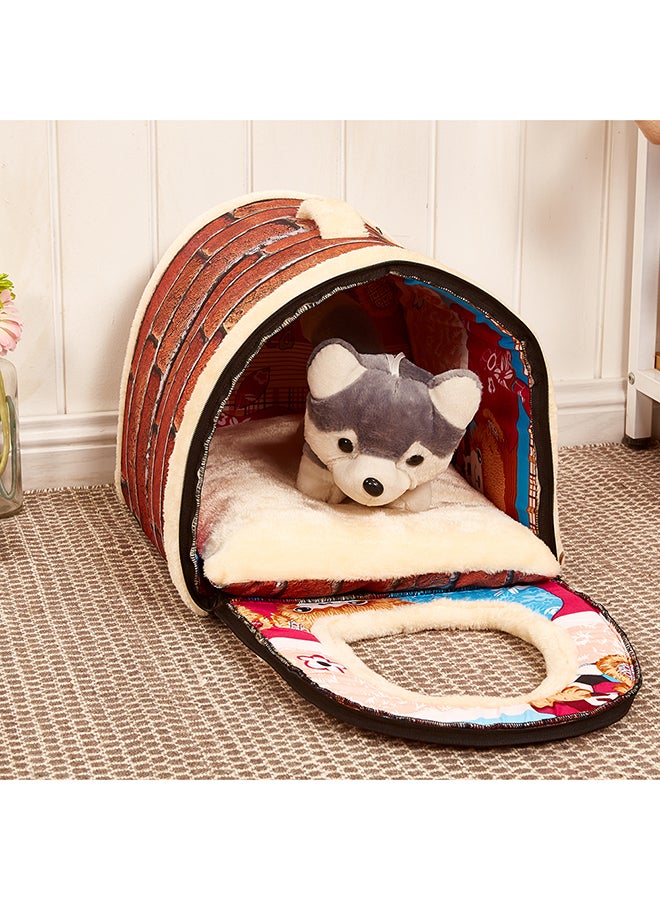 Sleeping Bed With Warm Cotton Cushion For Pet Red 45x12x30centimeter - Image 3