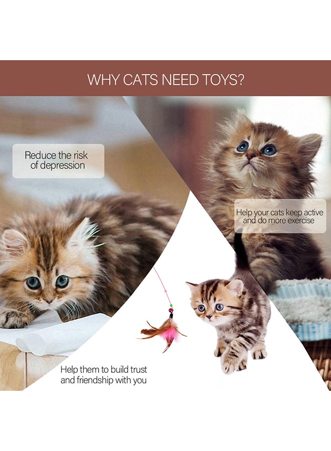 لعبة ريش قابلة للسحب للقطط مكونة من 26 قطعة متعدد الألوان 25x8x15سم - Image 3