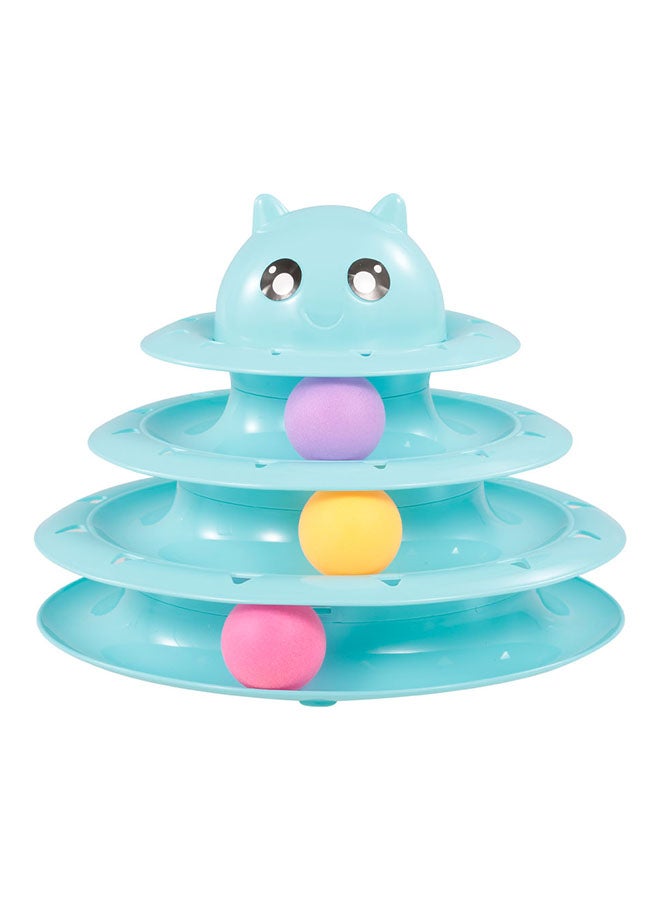 لعبة مسار من 3 طبقات للقطط بتصميم على شكل برج أزرق 25x7x25سم