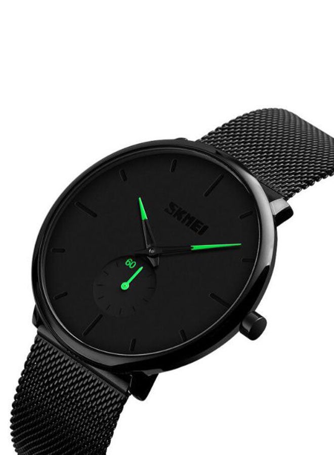 سكمي ساعة يد بعقارب بسوار مصنوع من سبيكة معدنية طراز 9185 - 40 مم - أسود للرجال - Image 2