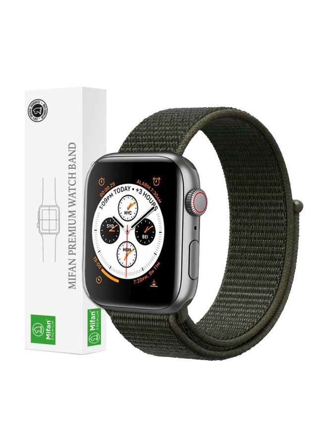 ميفان سوار بديل مصنوع من النايلون لساعة أبل من السلسلة 1/2/3/4 مقاس 40 مم/42 مم أخضر كاكي كارجو - Image 1