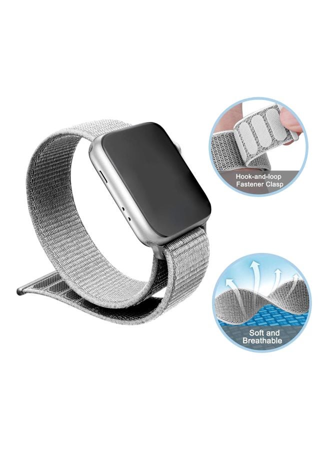 Mifan - Nylon Replacement Band For Apple Watch Series 1/2/3/4 - 40mm/38mm Seashell Silver - Image 1
