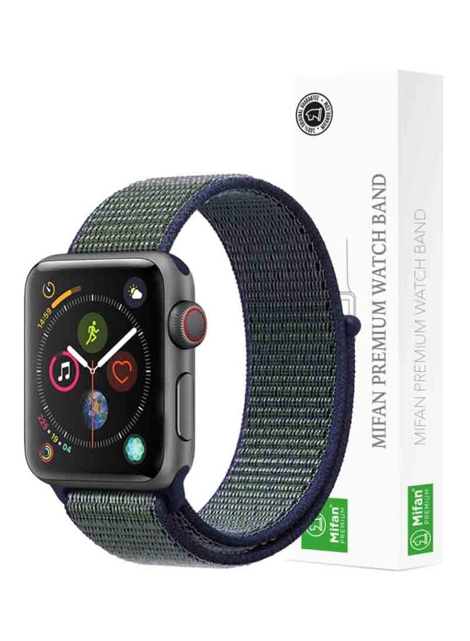ميفان سوار بديل من القماش الشبكي لساعة أبل سيريز 1/2/3/4 مقاس 40/38 مم ضباب منتصف الليل - Image 1