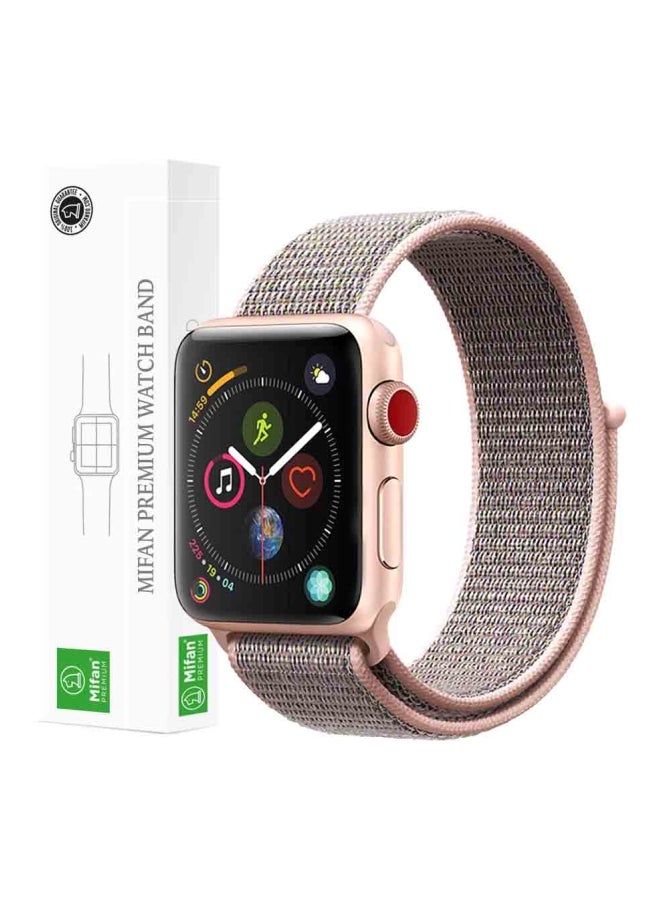 ميفان سوار بديل من النايلون لساعة أبل سلسلة 1/2/3/4 مقاس 44/42 مم وردي رملي - Image 1