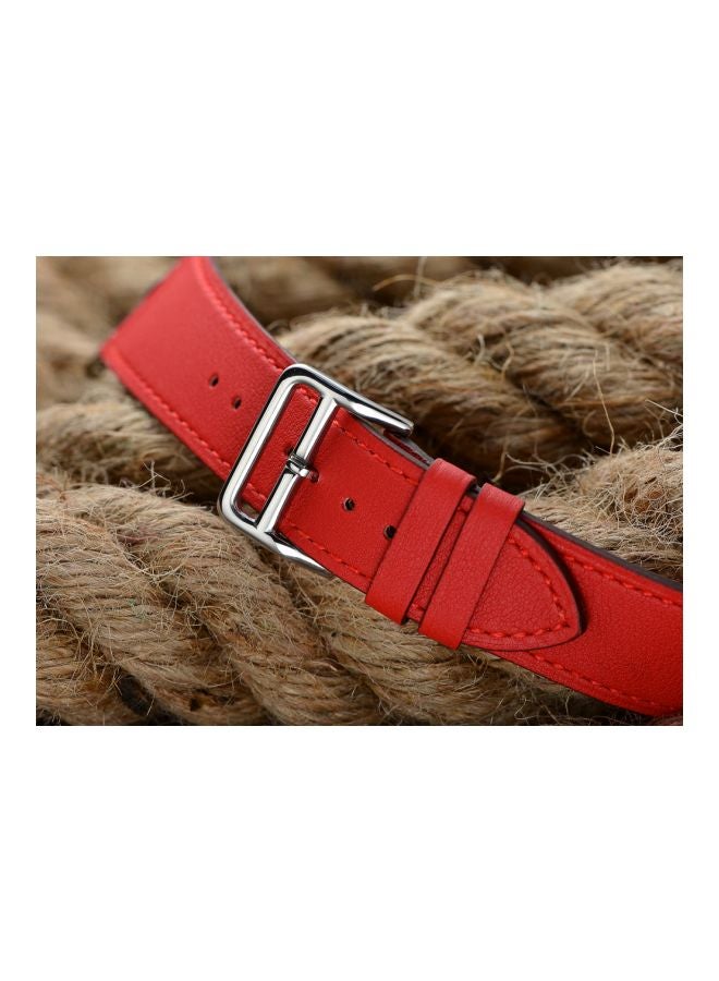 ميفان سوار معصم مصنوع من الجلد لساعة أبل سيريس 1/2/3 مقاس 44/42 مم أحمر - Image 3