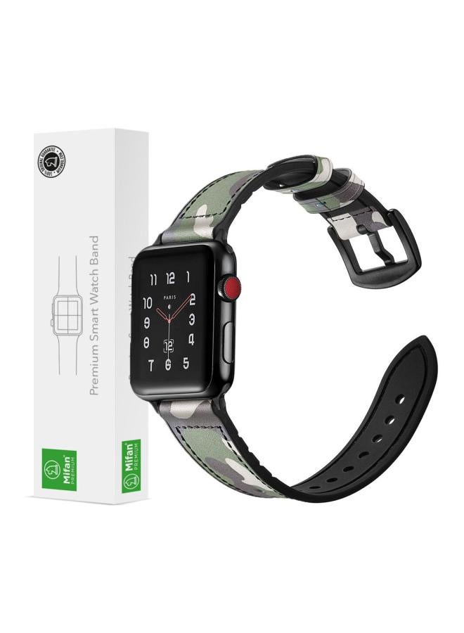 ميفان سوار بديل لسلسلة ساعات أبل 1/2/3/4 مقاس 40/38 مم نقشة مموهة كالزي العسكري باللون الأخضر - Image 5