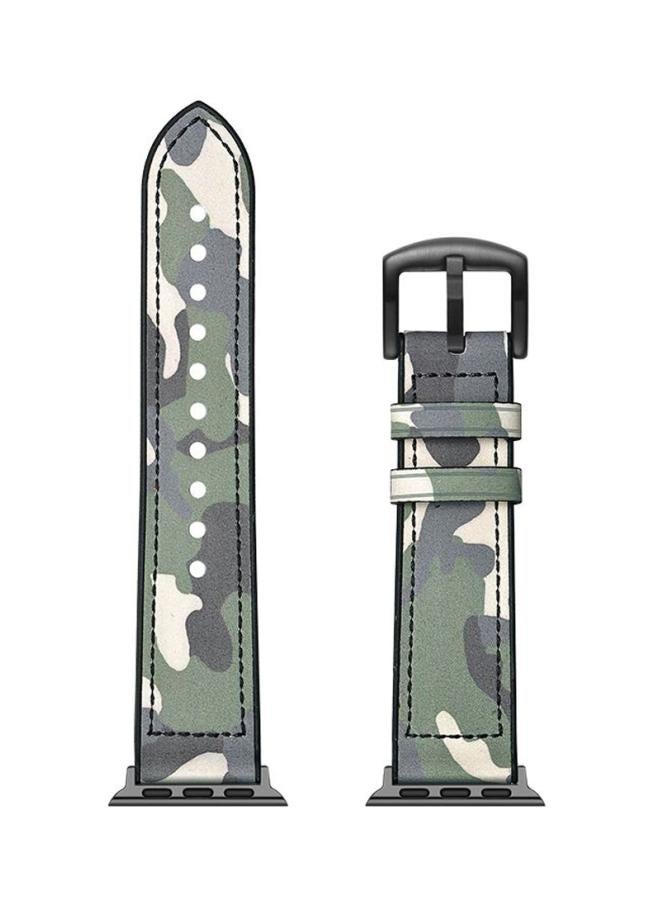 ميفان سوار بديل لسلسلة ساعات أبل 1/2/3/4 مقاس 40/38 مم نقشة مموهة كالزي العسكري باللون الأخضر - Image 1
