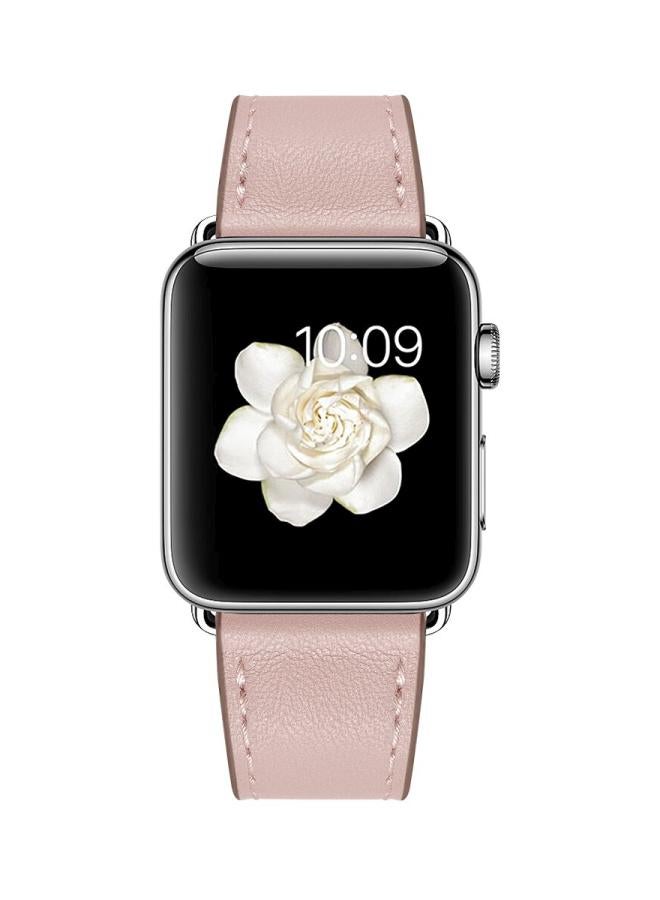 Mifan - Replacement Leather Band For Apple Watch Series 1/2/3/4 40/38mm Light Pink - Image 1