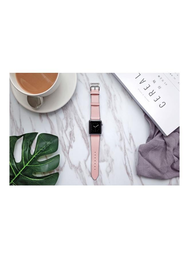 Mifan - Replacement Leather Band For Apple Watch Series 1/2/3/4 40/38mm Light Pink - Image 1