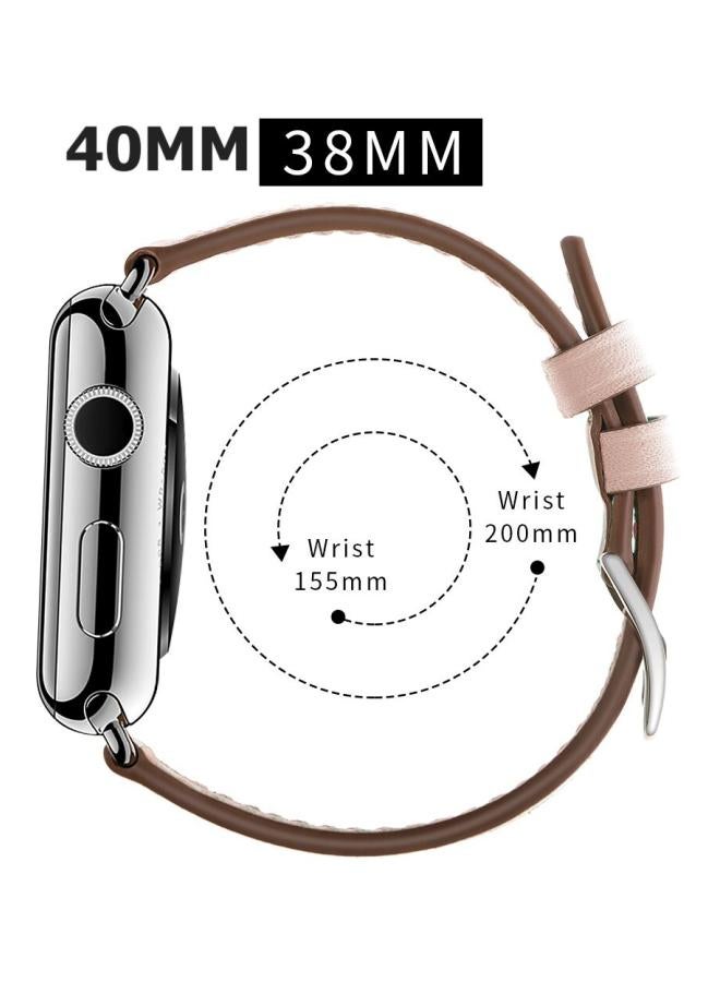 Mifan - Replacement Leather Band For Apple Watch Series 1/2/3/4 40/38mm Light Pink - Image 1