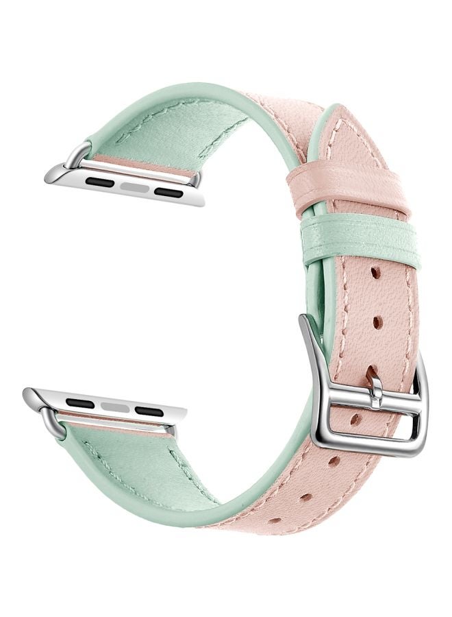 ميفان سوار بديل لسلسلة ساعات أبل 1/2/3/4 مقاس 38/40 مم وردي فاتح/أخضر - Image 1