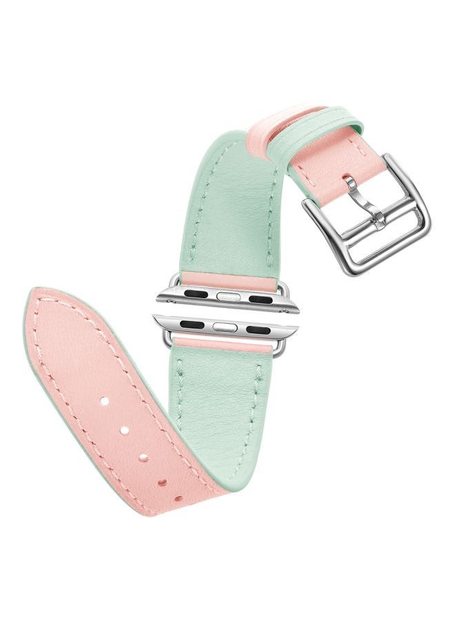 ميفان سوار بديل لسلسلة ساعات أبل 1/2/3/4 مقاس 38/40 مم وردي فاتح/أخضر - Image 2