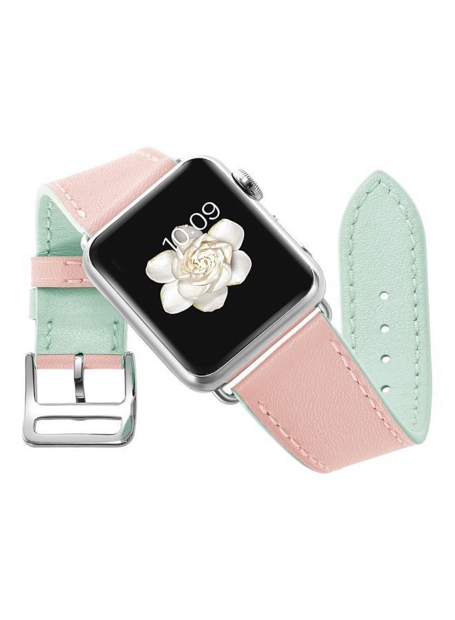 ميفان سوار بديل لسلسلة ساعات أبل 1/2/3/4 مقاس 38/40 مم وردي فاتح/أخضر - Image 3