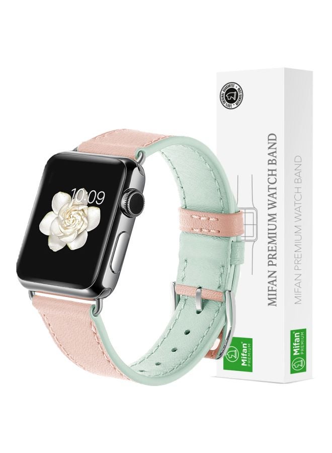 ميفان سوار بديل لسلسلة ساعات أبل 1/2/3/4 مقاس 38/40 مم وردي فاتح/أخضر - Image 5