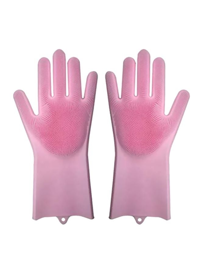 BOLIZ Reusable Gloves With Wash Scrubber Pink