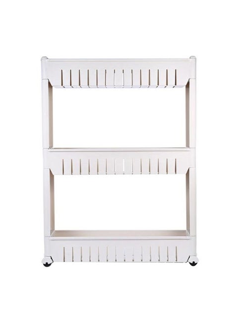 3-Tier Storage Tower Rack Shelf With Wheel White 5kg