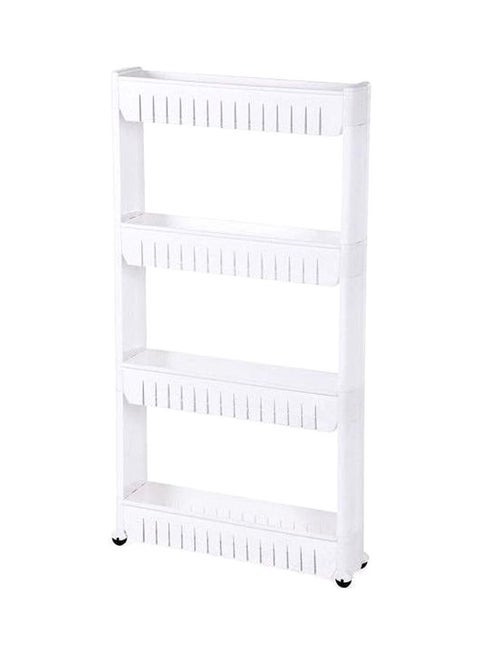 4 Layer Slide Storage Rack With Wheels White 102x12.5centimeter
