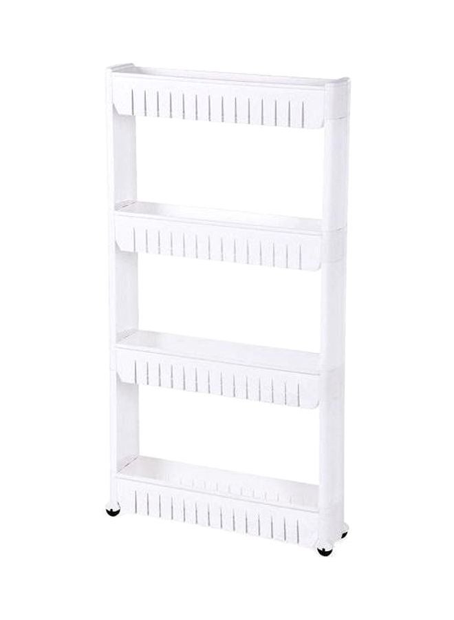 4 Layer Slide Storage Rack With Wheels White 102x12.5centimeter
