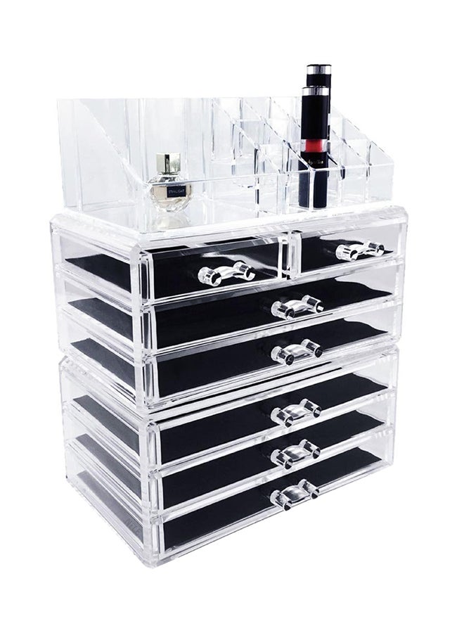 Generic 3-Piece Cosmetic Display Box Set Clear/Black