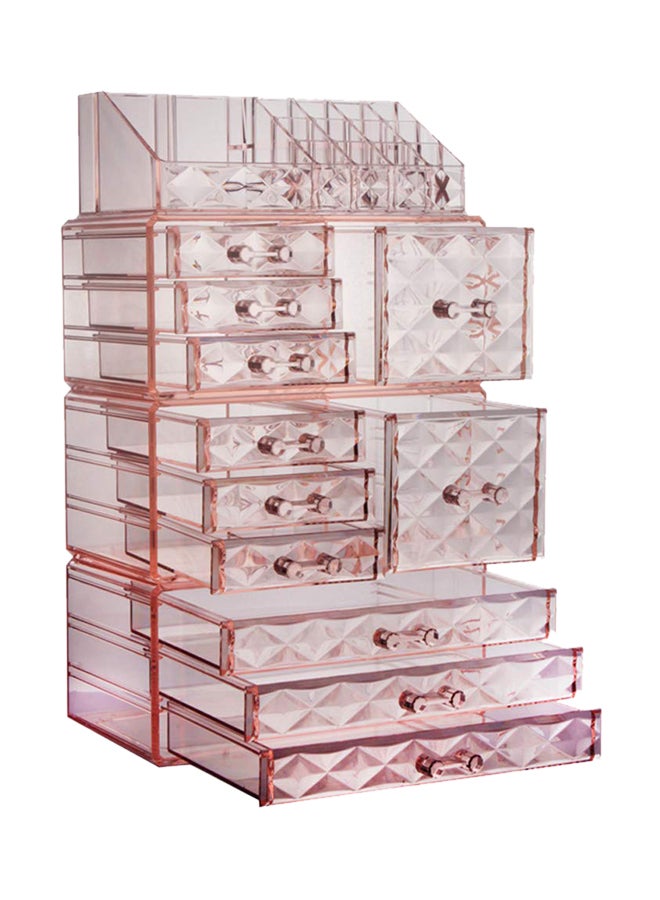 Acrylic Interlocking Stackable And Interchangeable Jewellery Organizer Pink