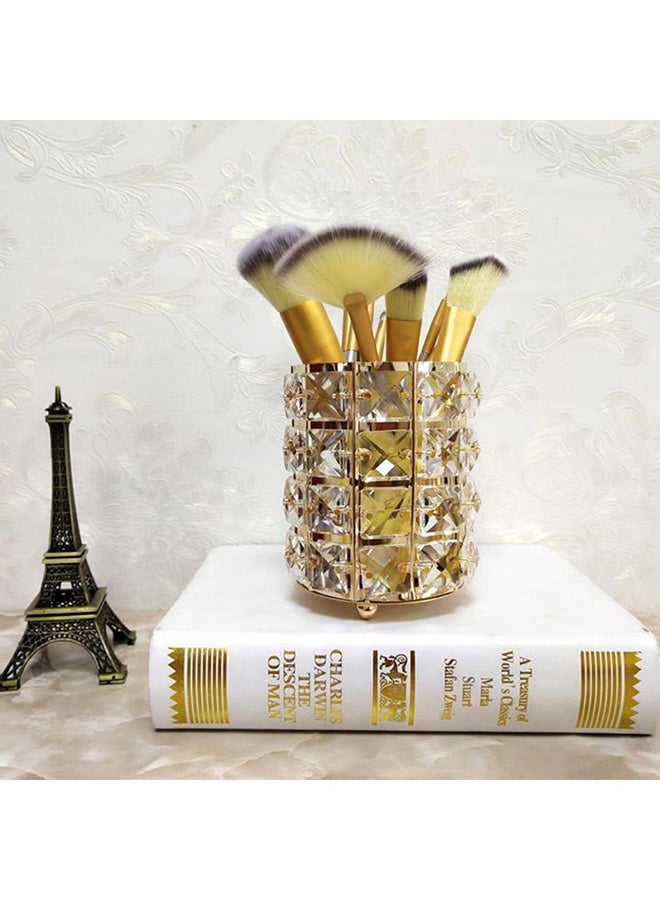 حامل فراشي مكياج ذهبي - Image 2