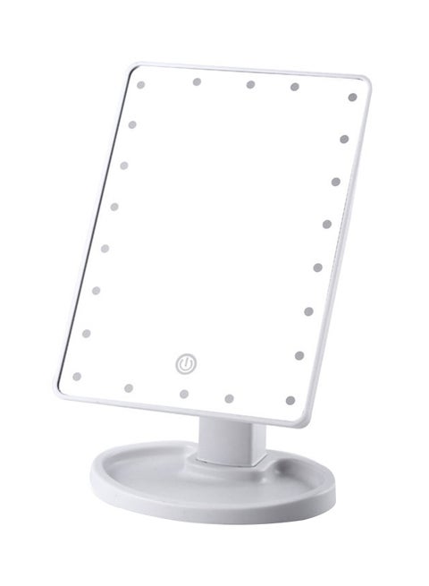 22 LED Light Square Multi-Function Makeup Mirror White