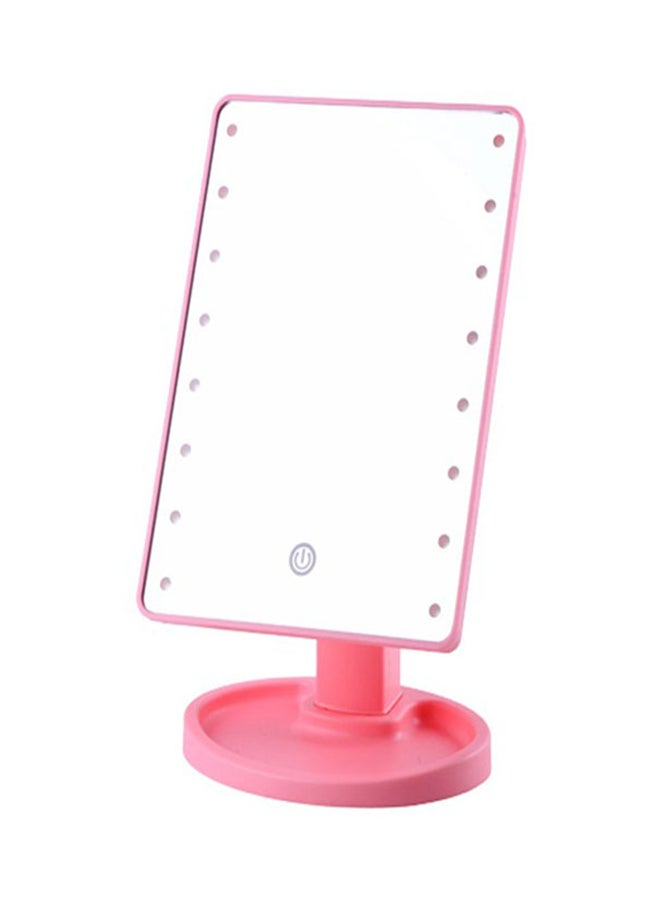 Generic 16 LED Square Multi-Function Makeup Mirror Pink 