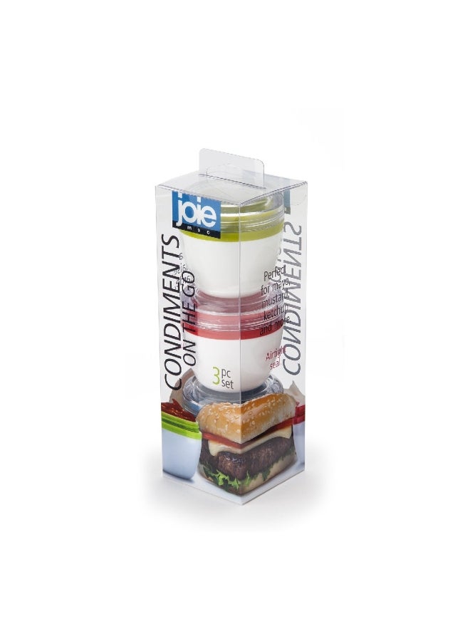 joie - 3-Piece Condiments On The Go Green/Red/Blue 2x2x2inch - Image 1