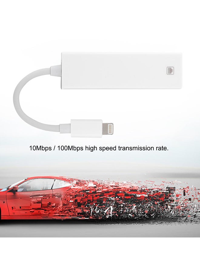 Generic - Lightning To RJ45 Ethernet Cable Adapter Converter White - Image 1