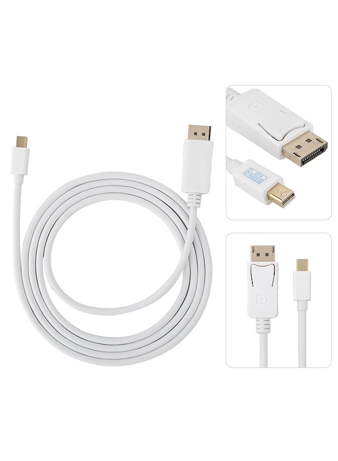 Generic - Mini DP To Display Port Cable White - Image 1