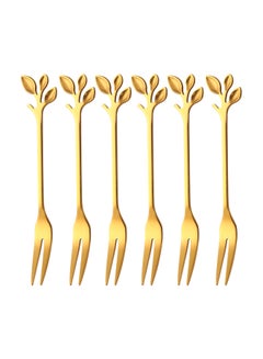 TD HOME 6-Piece Stainless Steel Fork Set Gold 4.92inch  - Image 1
