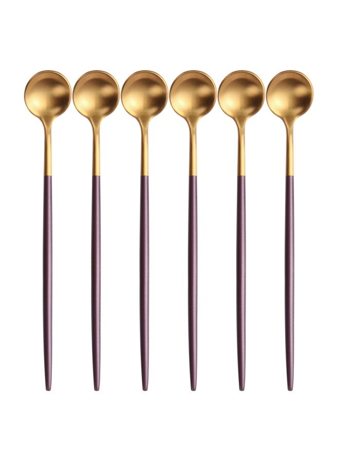 TD HOME 6-Piece Iced Tea Spoon Set Brown/Gold 20centimeter - Image 1