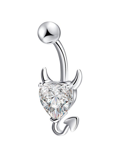 حلق للبطن من الستانلس ستيل على شكل قلب بتصميم شيطان