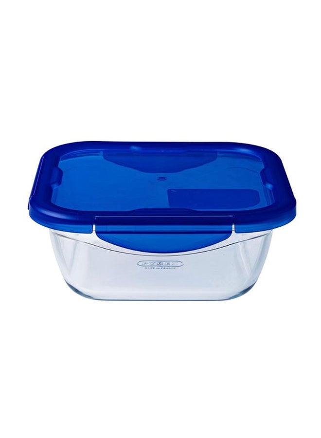 PYREX Plastic Food Container Clear/Blue 0.9Liters 