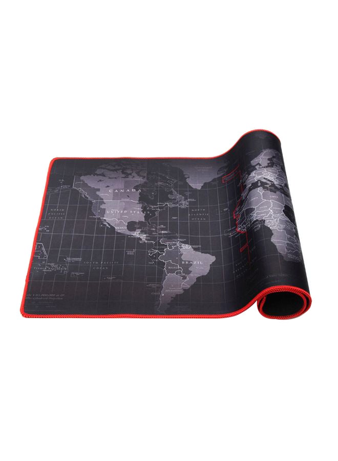 World Map Printed Mouse Pad Black/Grey/Red